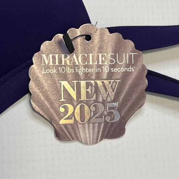 Miraclesuit Rock Solid Captivate One Piece Swimsuit Size 12 Purple Criss Cross - Picture 3 of 16